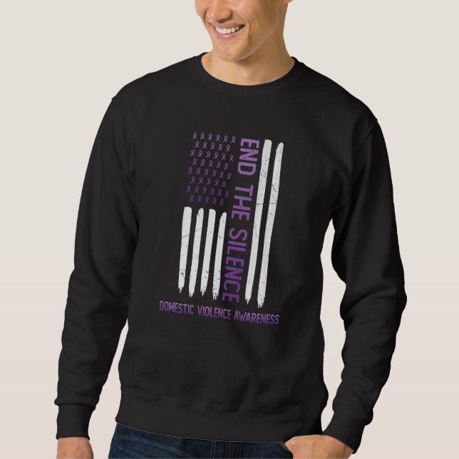 Sweatshirt Domestic Violence Awareness Purple USA Flag End Th (Devant)