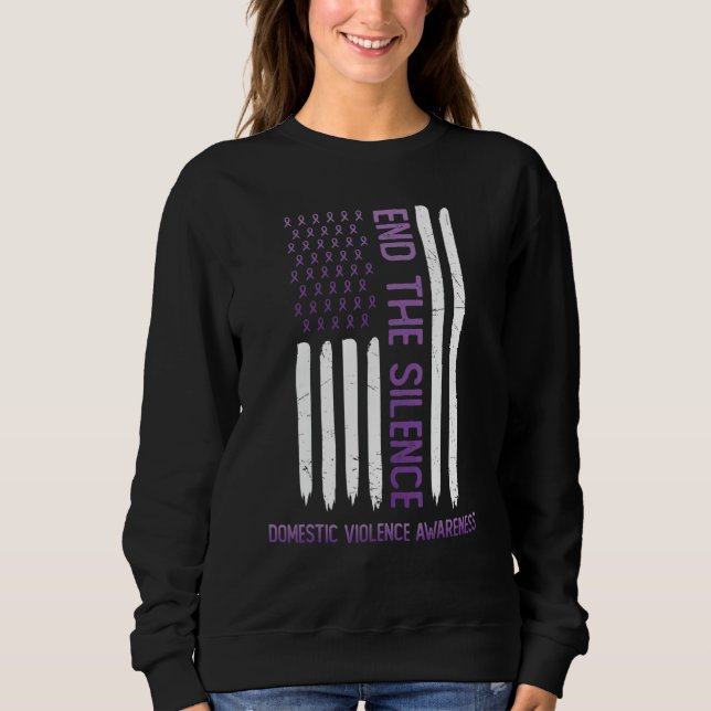 Sweatshirt Domestic Violence Awareness Purple USA Flag End Th (Devant)