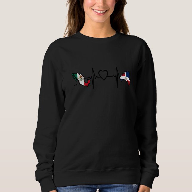 Sweatshirt Dominican Mexican Heartbeat Mexico Flag Mixed Heri (Devant)