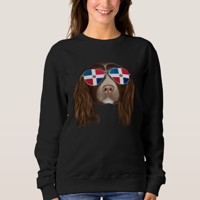 Sweatshirt Dominican Republic Flag English Springer Spaniel D (Devant)