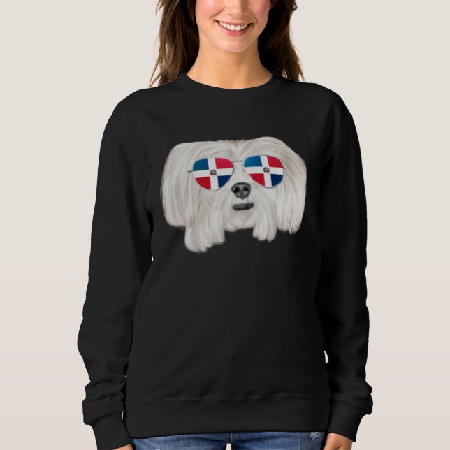 Sweatshirt Dominican Republic Flag Maltese Dog Pocket (Devant)