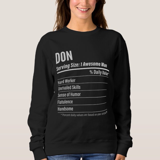 Sweatshirt Don  Nutritional Facts Serving Size Calories (Devant)