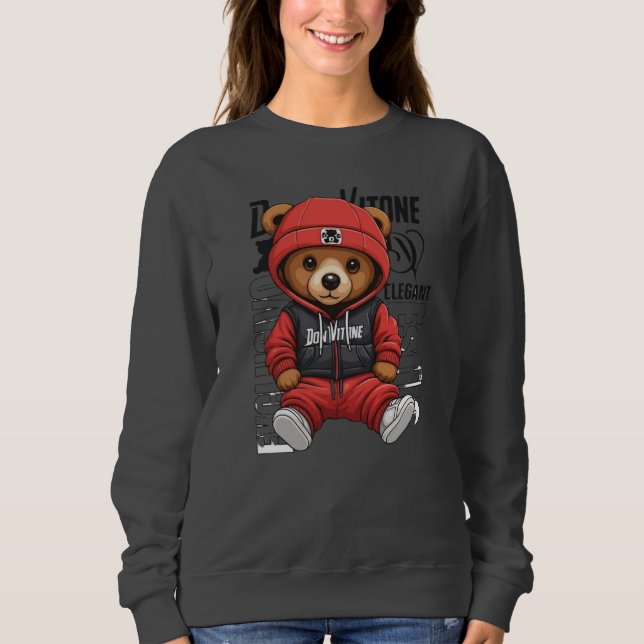 Sweatshirt Don Vitone – Ours Vitotone Rouge Teddy King – El R (Devant)