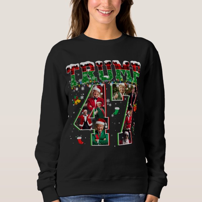 Sweatshirt Donald Trump 47e président 2024 Noël Père Noël (Devant)