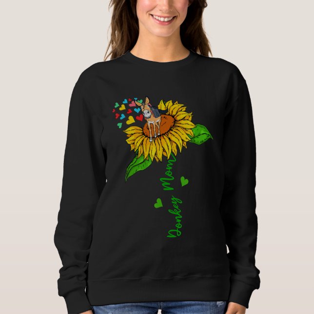 Sweatshirt Donkey Mom Cute Animals On Sunflower Farmer Mother (Devant)