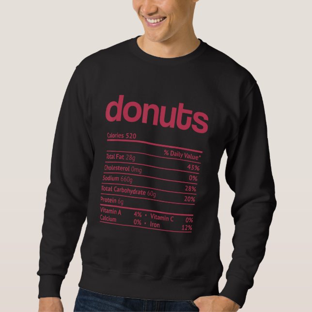 Sweatshirt Donuts Nutrition Fact Thanksgiving Noël (Devant)