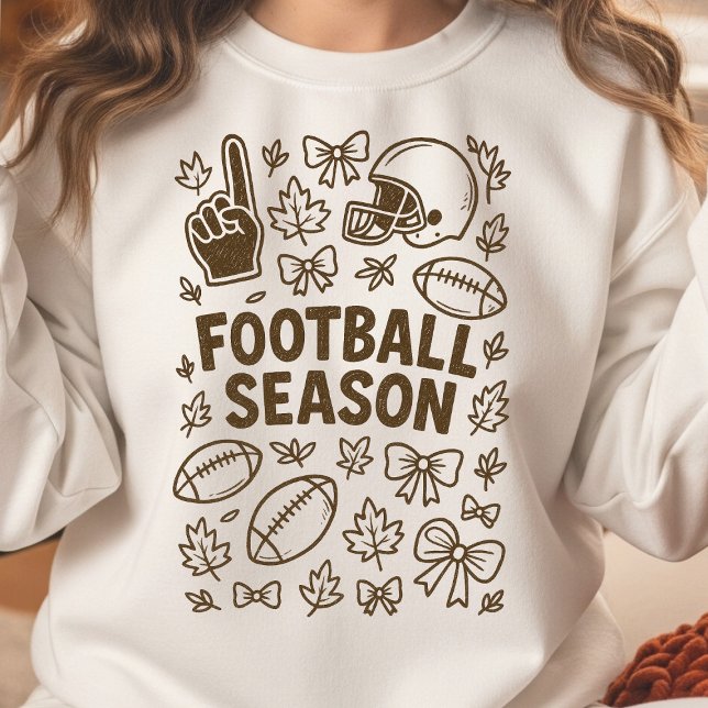 Sweatshirt Doodle Collage Saison de Football Cozy (Football Season Doodle Collage Sweatshirt)