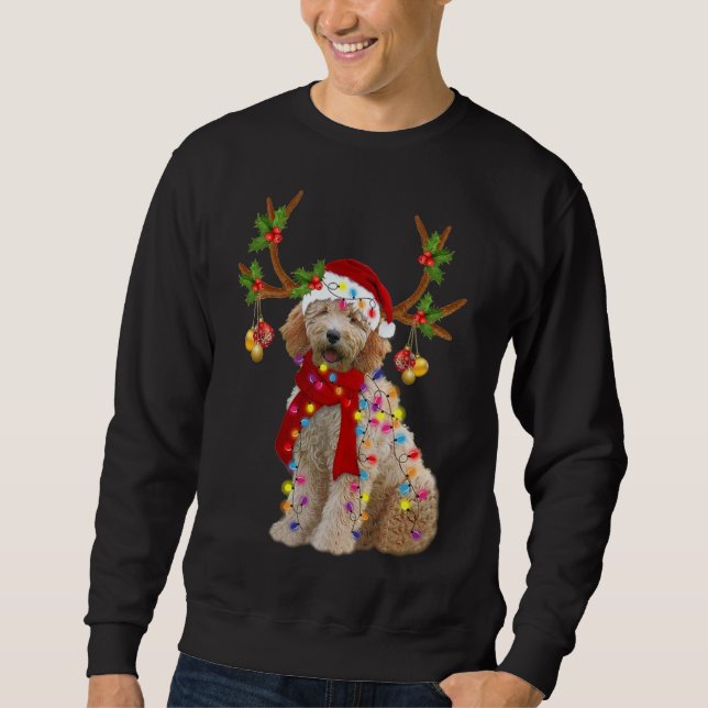 Sweatshirt Doodle d'or Joli renne sapin de Noël Lien (Devant)
