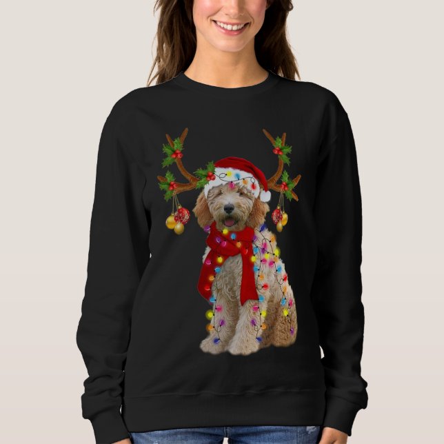 Sweatshirt Doodle d'or Joli renne sapin de Noël Lien (Devant)