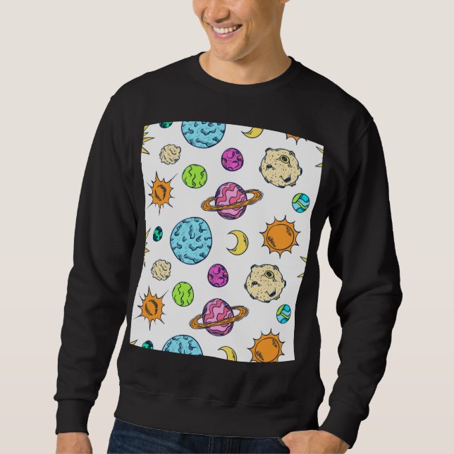 Sweatshirt Doodles spatiaux Arrière - plan cosmique (Devant)
