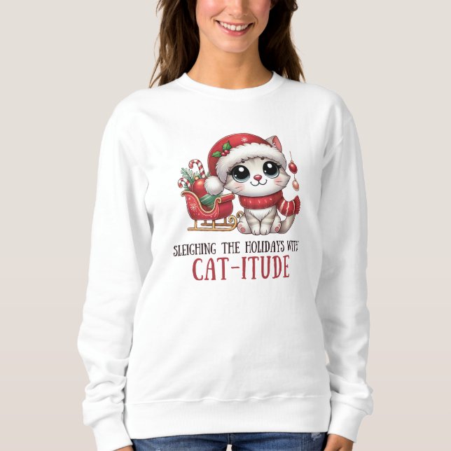 Sweatshirt Dormir les fêtes avec Catitude (Devant)