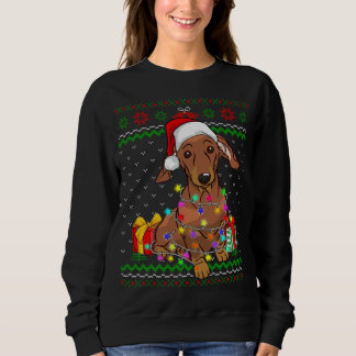 Sweatshirt Douce moche lumières de Noël Dachshund Amoureux de
