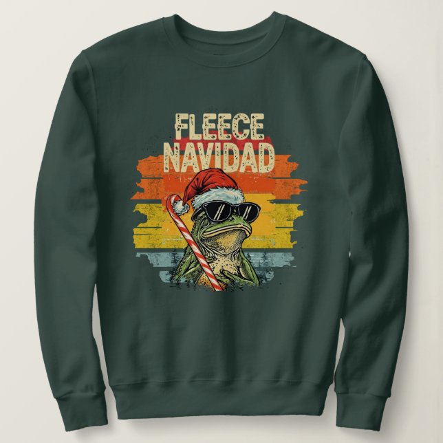 Sweatshirt Doudoune Navidad Drôle Santa Grenouille Rétro Swea (Design devant)