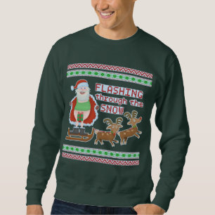 Sweatshirt Douleur de Noël moche Drôle Père Noël cligno