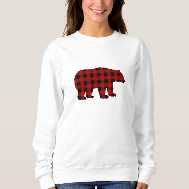 Sweatshirt d'ours à plat rouge et noir (Devant)