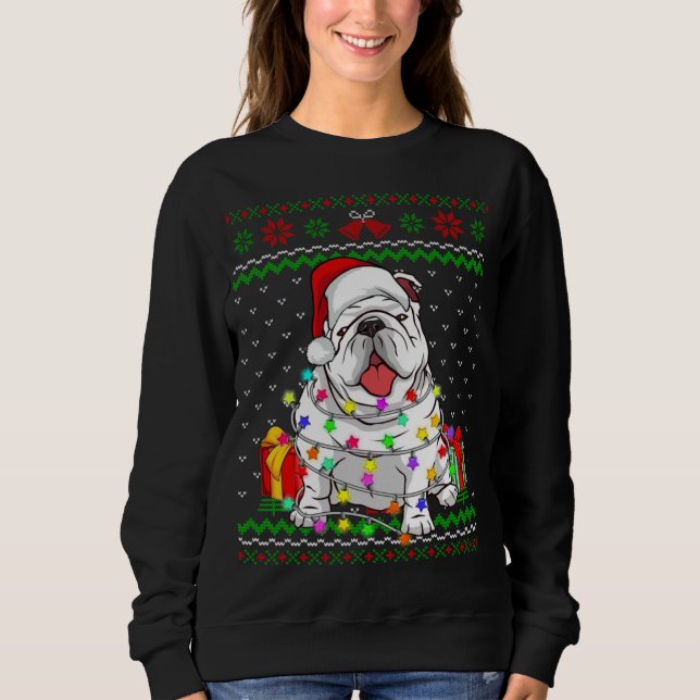 Sweatshirt Doux moche lumières de Noël Français Chien à Chien (Devant)