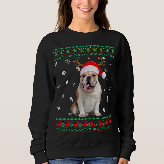 Sweatshirt Doux moche Noël anglais Chien Chien Père Noël R (Devant)
