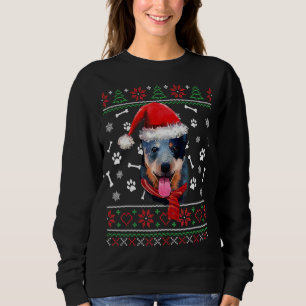 Sweatshirt Doux moche Noël bleu Heeler Santa Hat Pajam