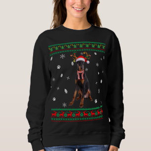 Sweatshirt Doux moche Noël Doberman Chien Père Noël Reindeer