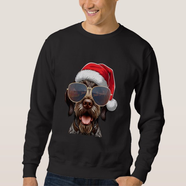 Sweatshirt Doux moche Père Noël À poils durs allemand Pointer (Devant)