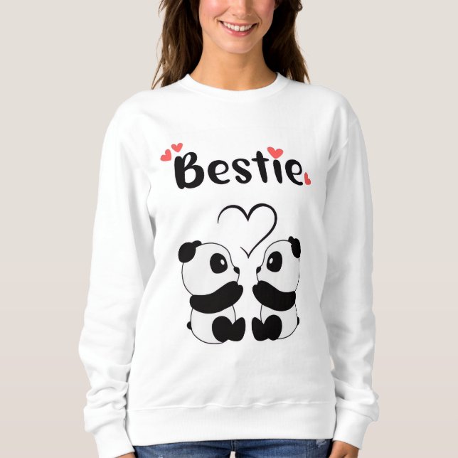 Sweatshirt Doux Pyjama Graphique Pandas Meilleures Amies (Devant)
