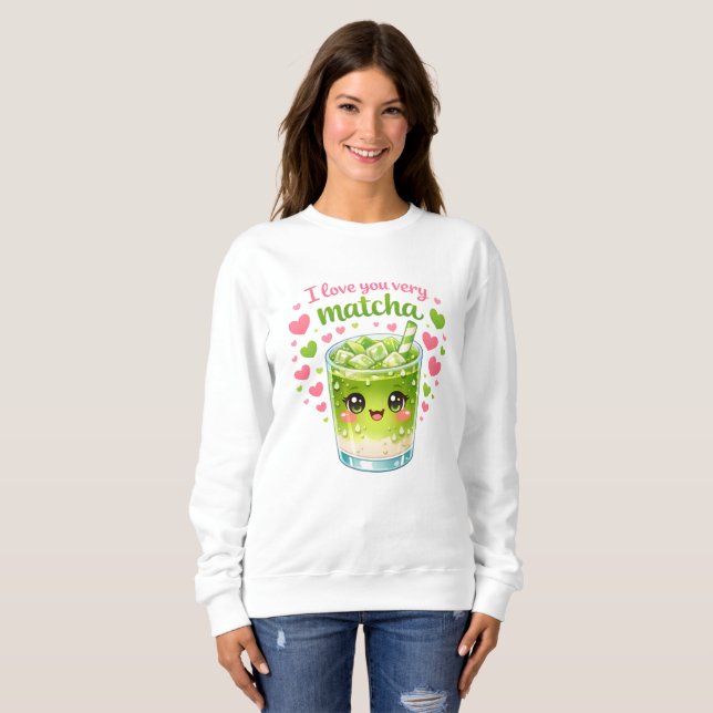 Sweatshirt Doux sweat-shirt pour amateur de Matcha mignon (Devant entier)