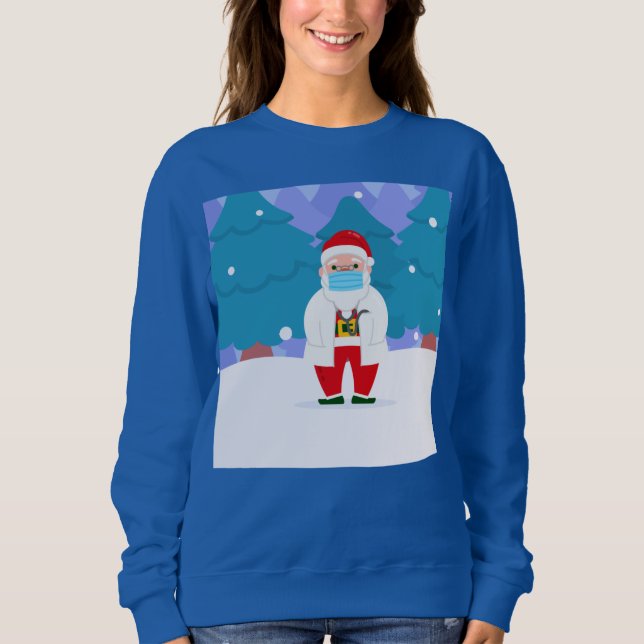 Sweatshirt dr santa claus covid masque de noël (Devant)