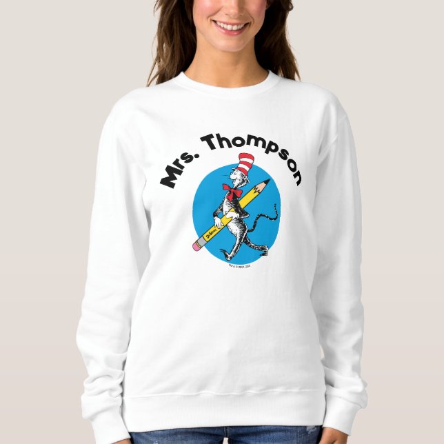 Sweatshirt Dr Seuss | Chat dans le nom personnalisé du Casque (Devant)