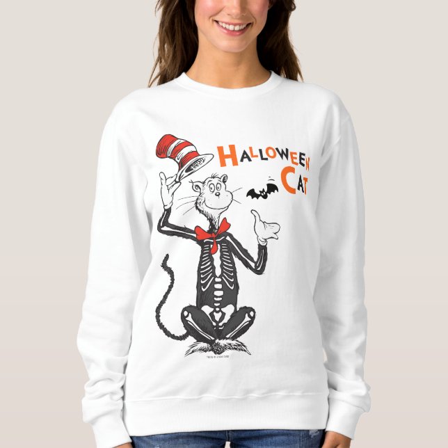 Sweatshirt Dr Seuss | Chat d'Halloween en Casquette (Devant)
