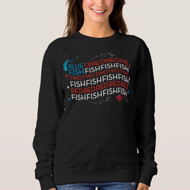 Sweatshirt Dr Seuss | Poisson rouge poisson bleu US Drapeau g (Devant)