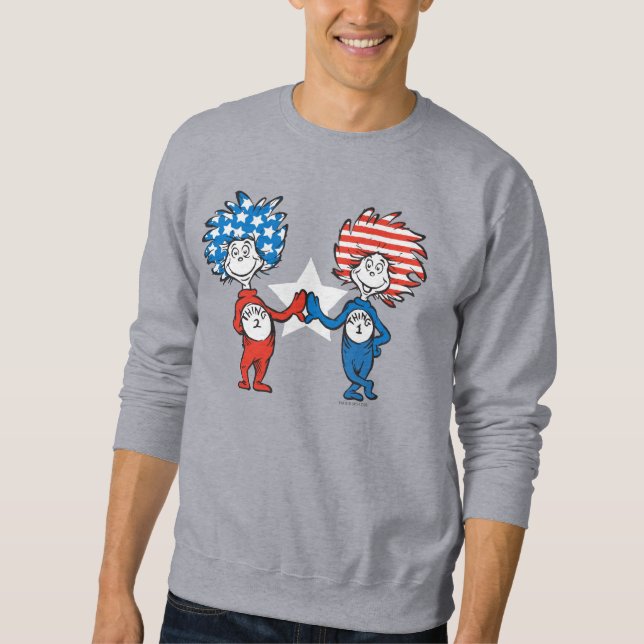 Sweatshirt Dr Seuss | Une chose Deux graphiques patriotiques (Devant)