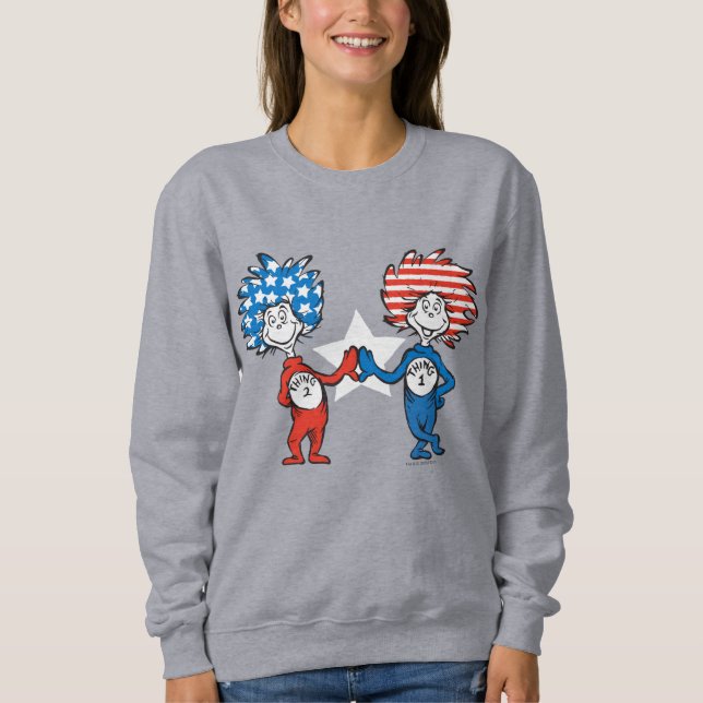 Sweatshirt Dr Seuss | Une chose Deux graphiques patriotiques (Devant)