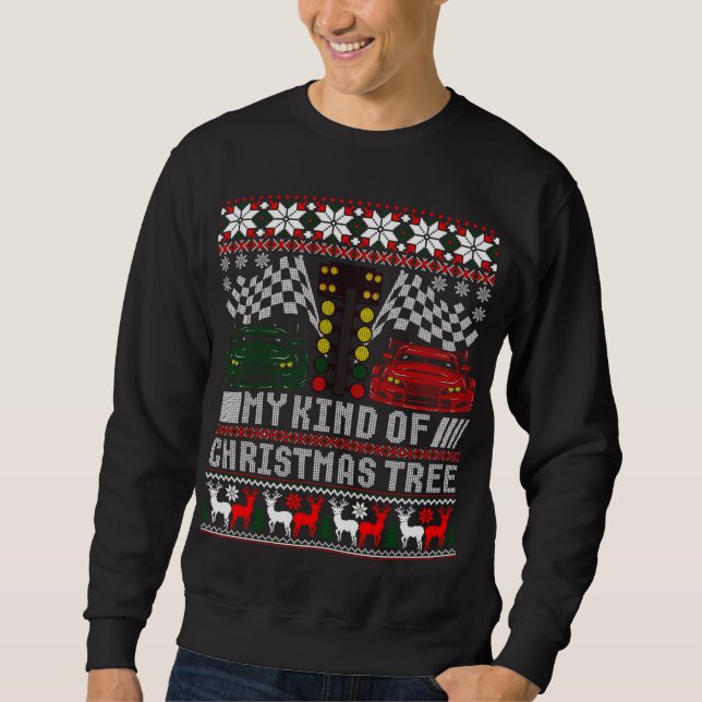 Sweatshirt Drag Racing Christmas Tree Race Car laide pull (Devant)