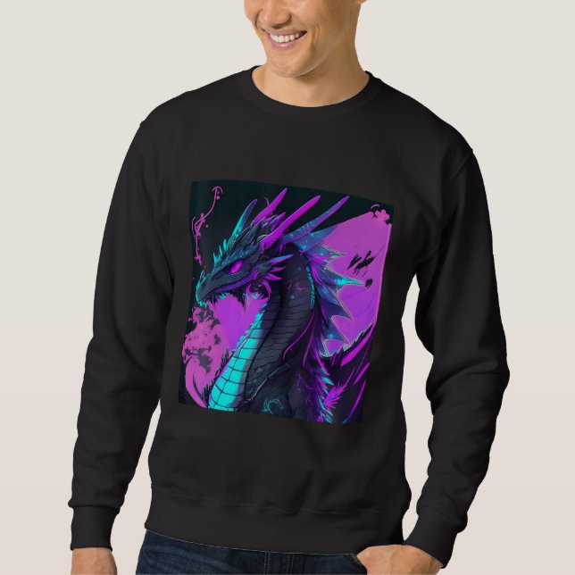 Sweatshirt Dragon Aesthetic Style Japan Vaporwave 80s 90s (Devant)