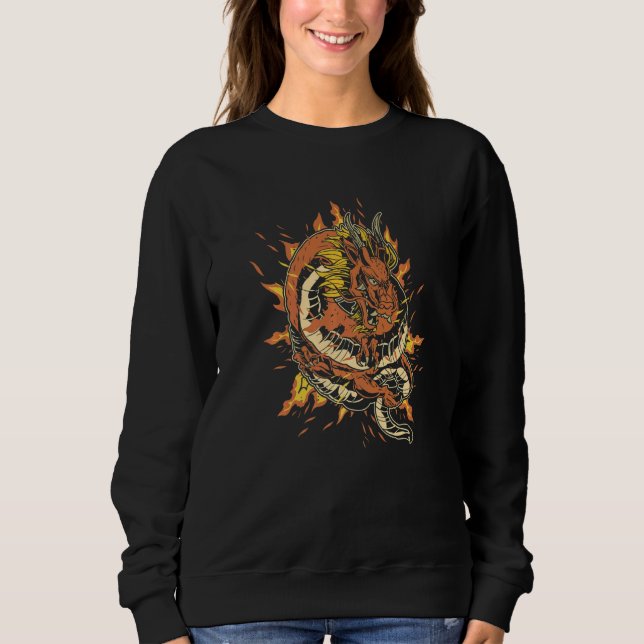 Sweatshirt Dragon de feu avec feu de dragon et dragon qui sou (Devant)