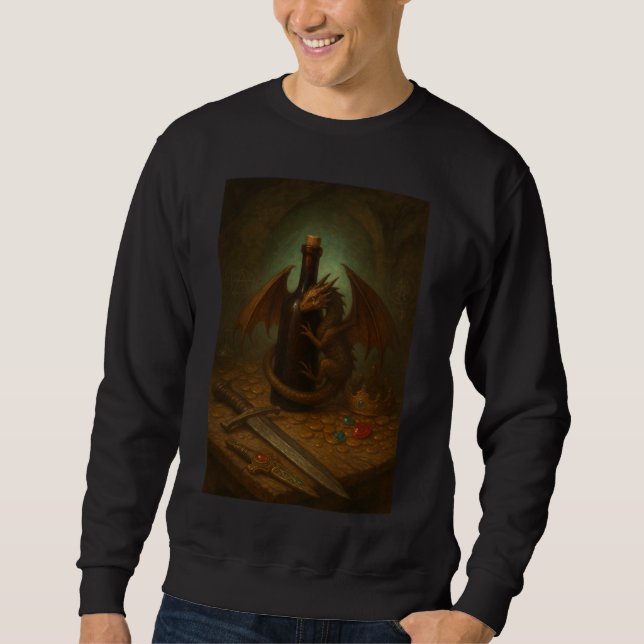 Sweatshirt Dragon de Tini enlacant une bouteille de vin imagi (Devant)