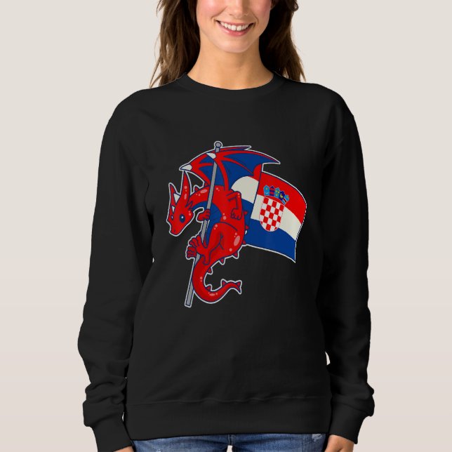 Sweatshirt Dragon Épique Avec Drapeau De Croatie  Croate (Devant)
