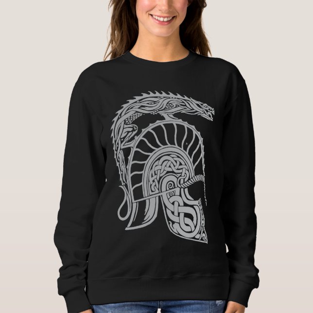 Sweatshirt Dragon Helm High Fantasy Norse Celtic Viking Greek (Devant)