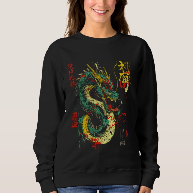 Sweatshirt dragon japon japonais esthétique Dragon art chinoi (Devant)