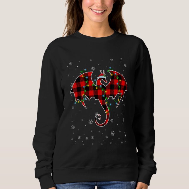 Sweatshirt Dragon Noël Santa Hat mignonne Animaux Xmas Ligh (Devant)