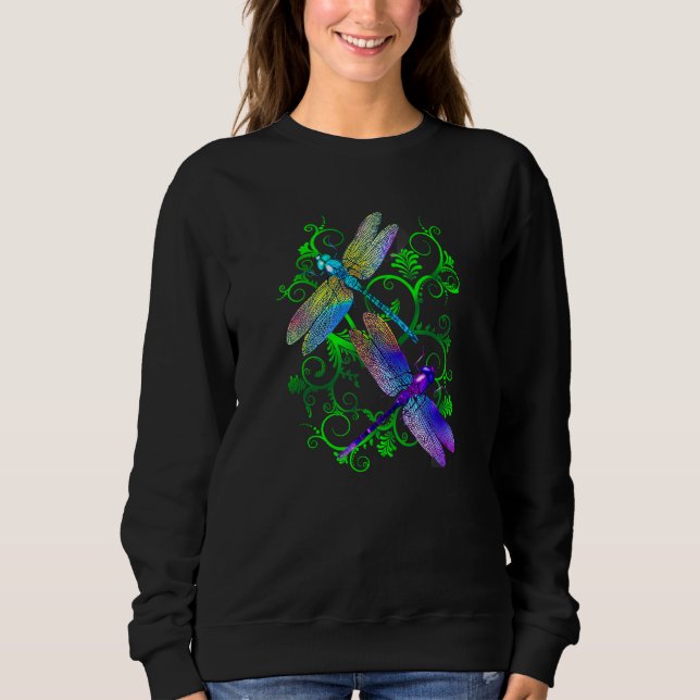 Sweatshirt Dragonflies Colorées D'Été Dans Le Jardin (Devant)
