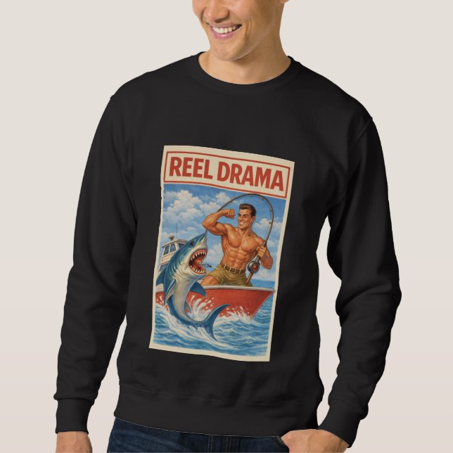 Sweatshirt Drame de pêcheur de requin à la bobine | Drôle de  (Devant)