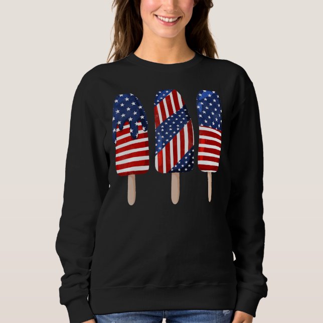 Sweatshirt Drapeau 4 juillet rouge blanc bleu bleu américain (Devant)