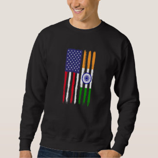 Sweatshirt Drapeau à moitié américain, racines indiennes patr