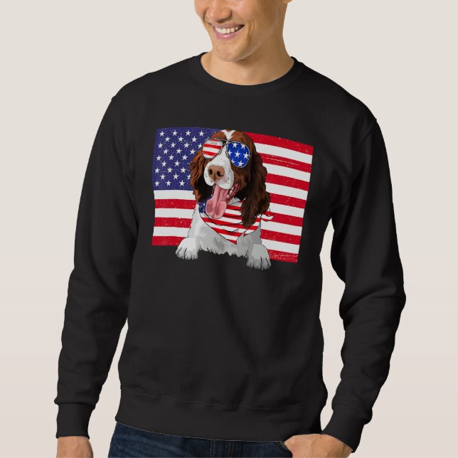 Sweatshirt Drapeau américain 4 juillet Anglais Springer Spani (Devant)