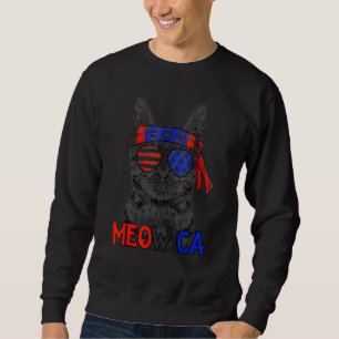 Sweatshirt Drapeau américain 4 juillet Cat Meowica Merica Kit