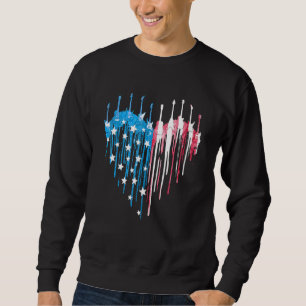 Sweatshirt Drapeau américain 4 juillet Guitare Heart
