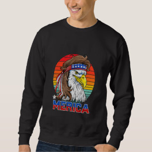 Sweatshirt Drapeau américain 4 juillet Mens Eagle Mullet Meri