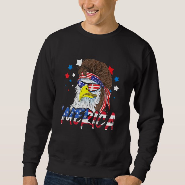 Sweatshirt Drapeau américain 4 juillet Merica Eagle Mullet (Devant)