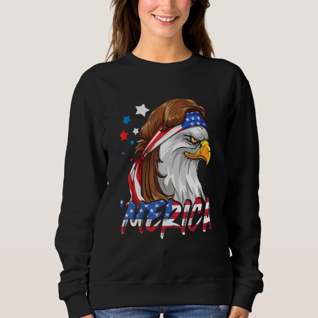 Sweatshirt Drapeau américain 4 juillet Merica Eagle Mullet (Devant)
